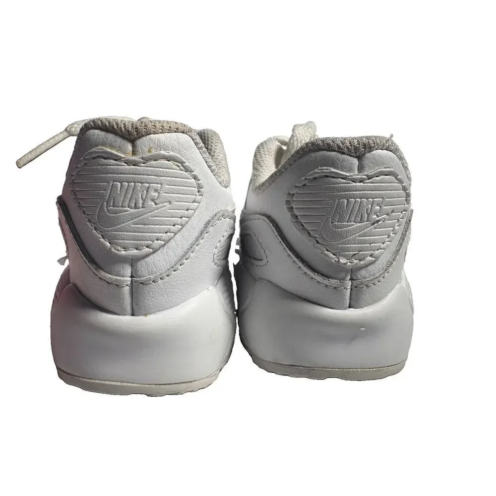 Nike Air Max 90 TD White Metallic Silver Toddler Shoes Size 7C CD6868-100